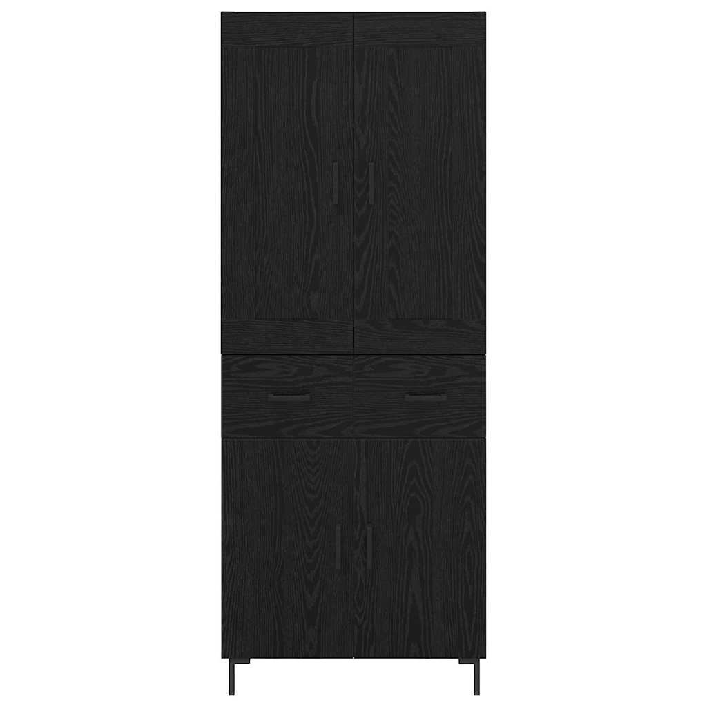 vidaXL Highboard με συρτάρι 2 pcs Μαύρη Οξυά Επεξεργασμένο ξύλο