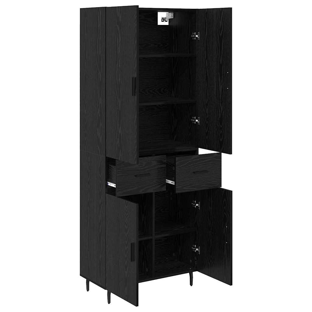 vidaXL Highboard με συρτάρι 2 pcs Μαύρη δρυς Σύνθετο Ξύλο και Γυαλί