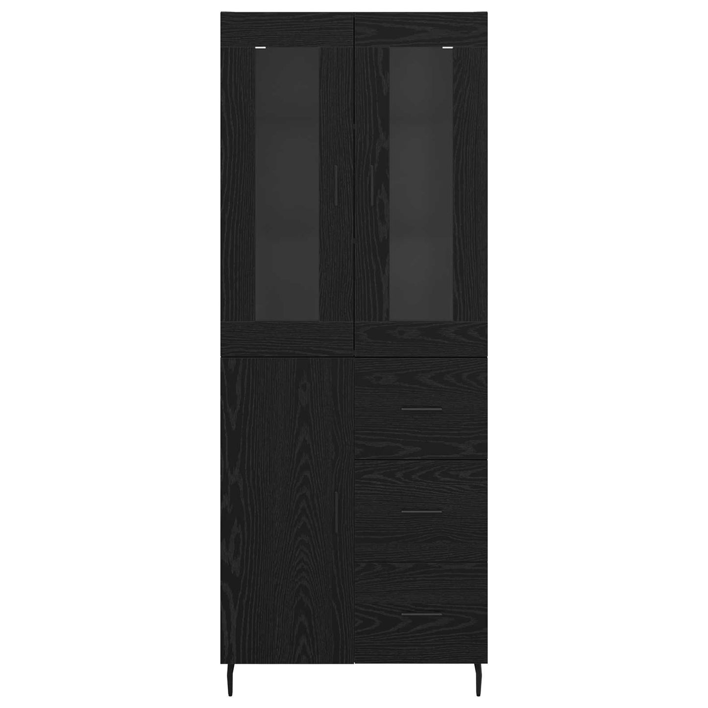 vidaXL Highboard με συρτάρι 2 pcs Μαύρη Οξυά Σύνθετο Ξύλο και Γυαλί