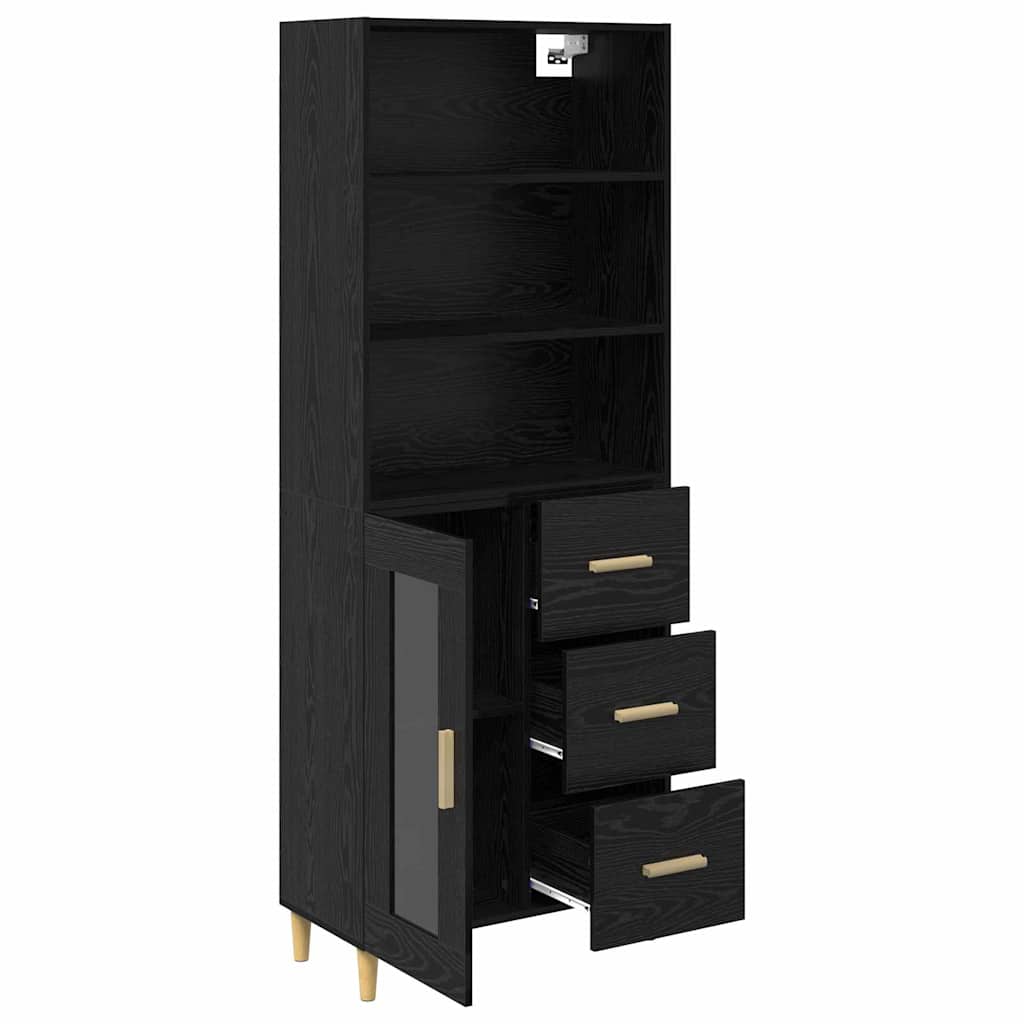 vidaXL Highboard Επιτοίχιο 2 pcs Μαύρη Οξυά 69,5 x 34 x 180 εκ.