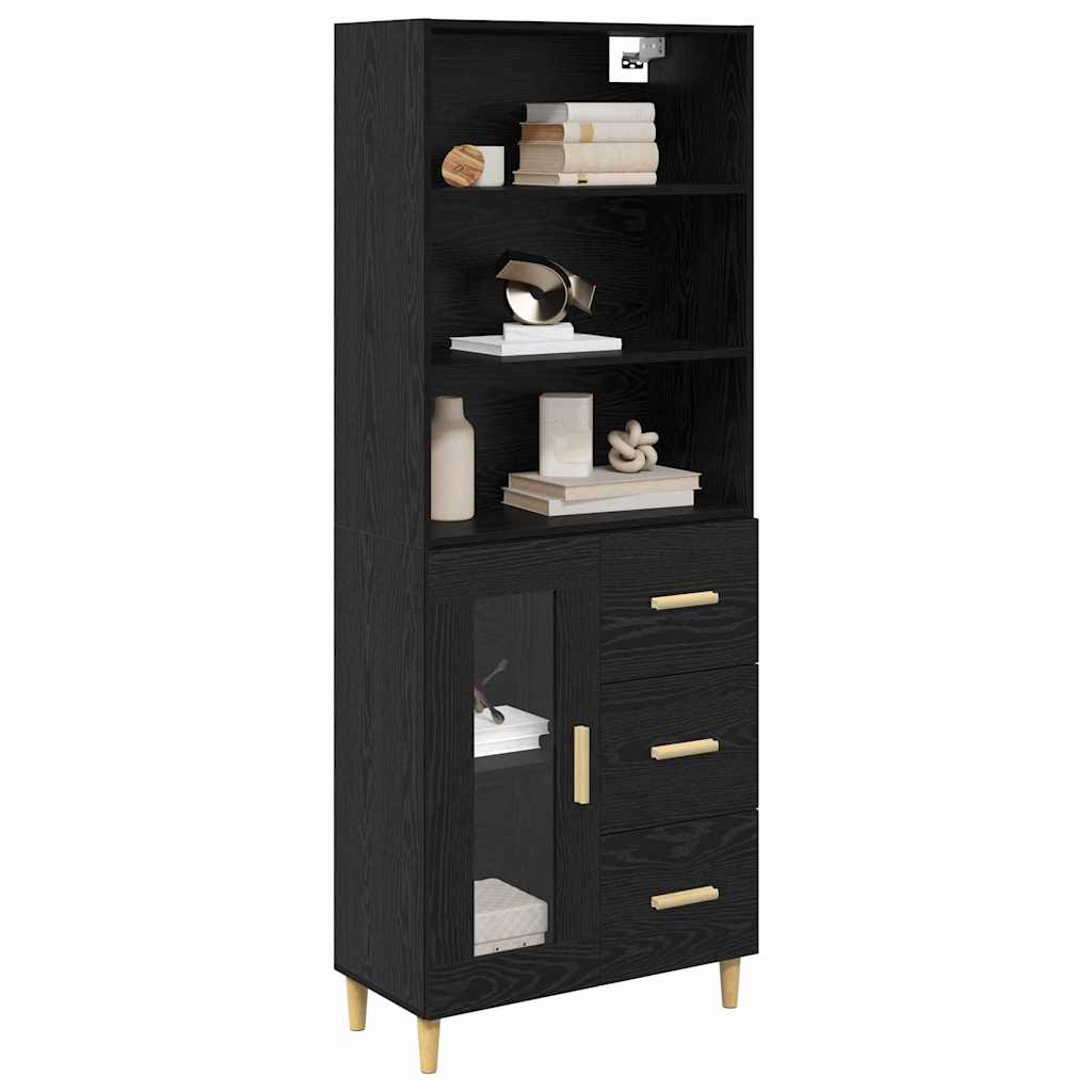 vidaXL Highboard Επιτοίχιο 2 pcs Μαύρη Οξυά 69,5 x 34 x 180 εκ.