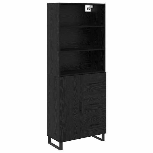 vidaXL Highboard Μαύρη Οξυά 69,5 x 34 x 180 εκ. Επεξεργασμένο ξύλο
