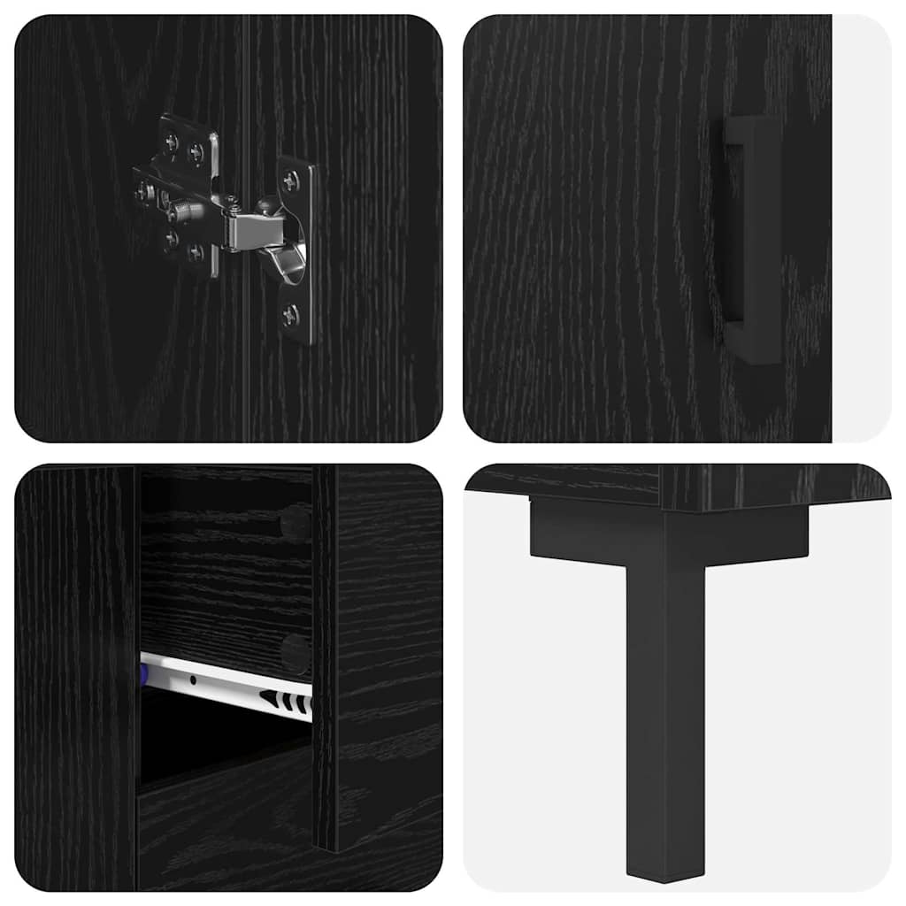 vidaXL Highboard Επιτοίχιο 2 pcs Μαύρη Οξυά 69,5 x 34 x 180 εκ.