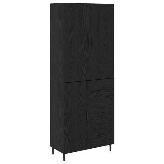 vidaXL Highboard με συρτάρι 2 pcs Μαύρη δρυς Σύνθετο Ξύλο και Γυαλί