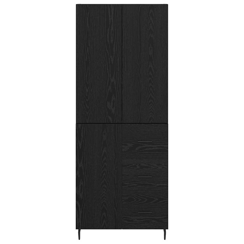 vidaXL Highboard με συρτάρι 2 pcs Μαύρη δρυς Σύνθετο Ξύλο και Γυαλί