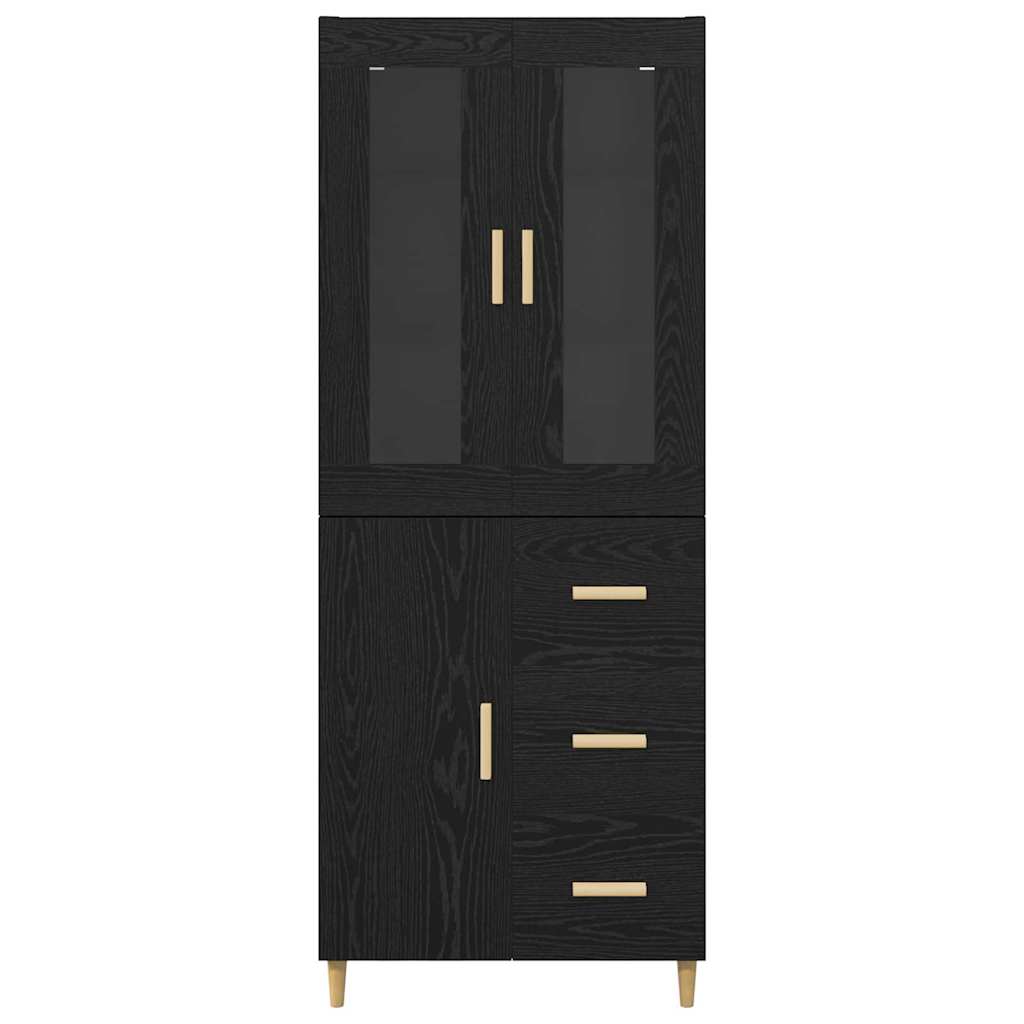 vidaXL Highboard Μαύρη Οξυά 34,5 x 34 x 180 εκ. Επεξεργασμένο ξύλο