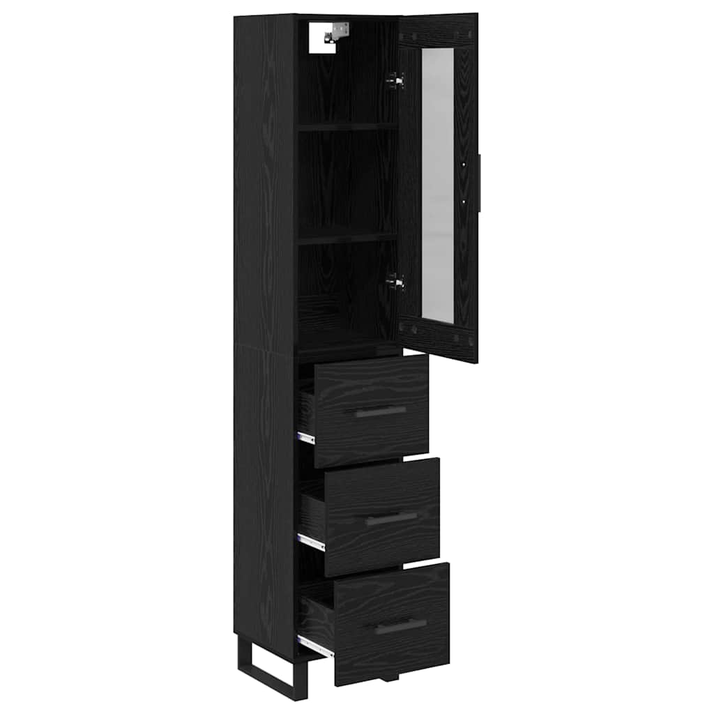 vidaXL Highboard Μαύρη Οξυά 69,5 x 34 x 180 εκ. Επεξεργασμένο ξύλο