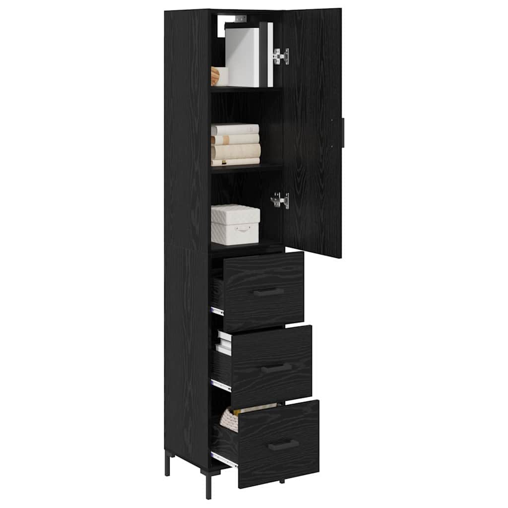 vidaXL Highboard Μαύρη Οξυά 34,5 x 34 x 180 εκ. Επεξεργασμένο ξύλο