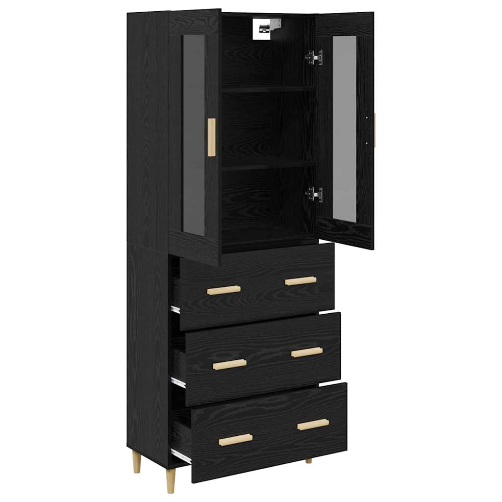 vidaXL Highboard Μαύρη Οξυά 69,5 x 34 x 180 εκ. Σύνθετο Ξύλο και Γυαλί