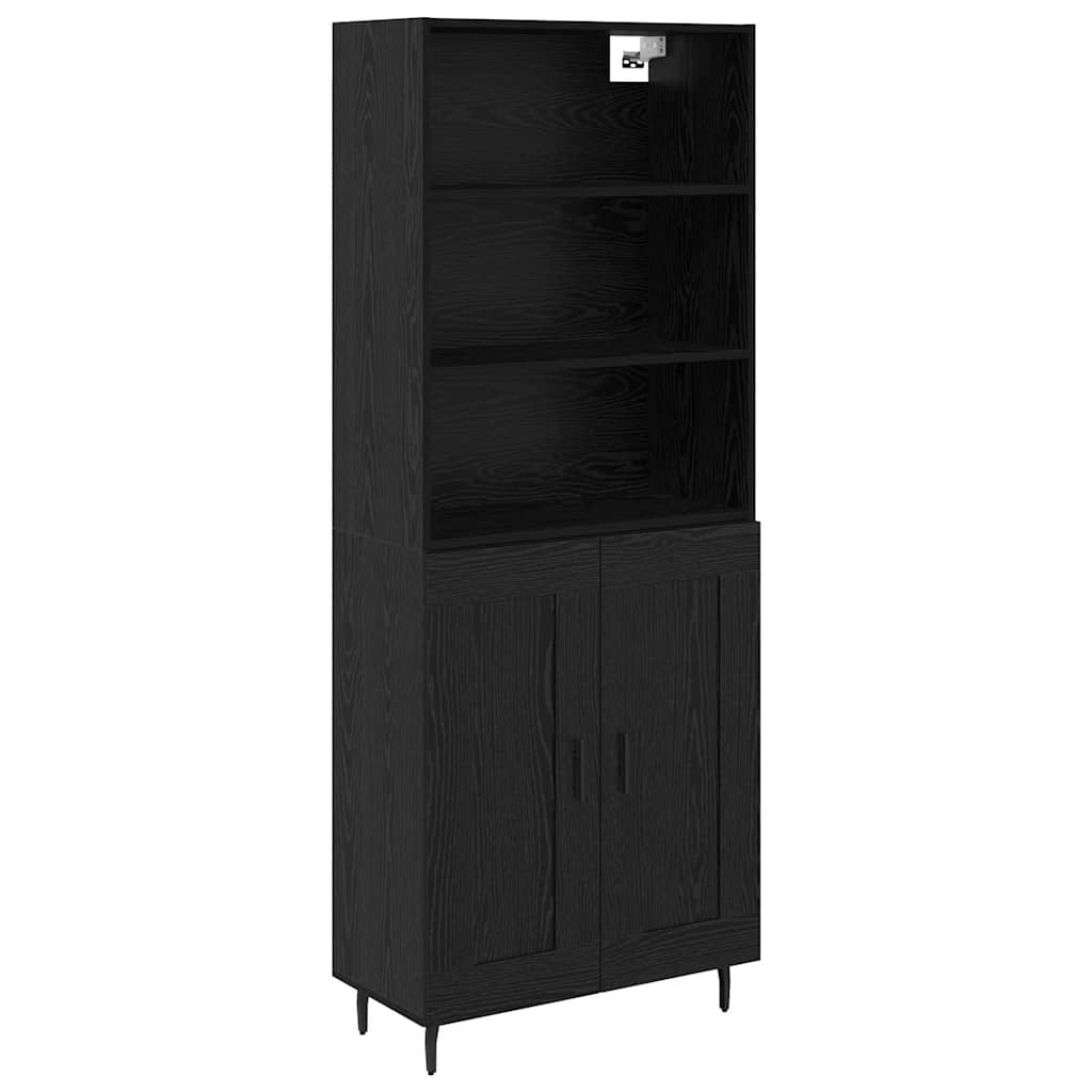 vidaXL Highboard Μαύρη Οξυά 69,5 x 34 x 180 εκ. Σύνθετο Ξύλο και Γυαλί