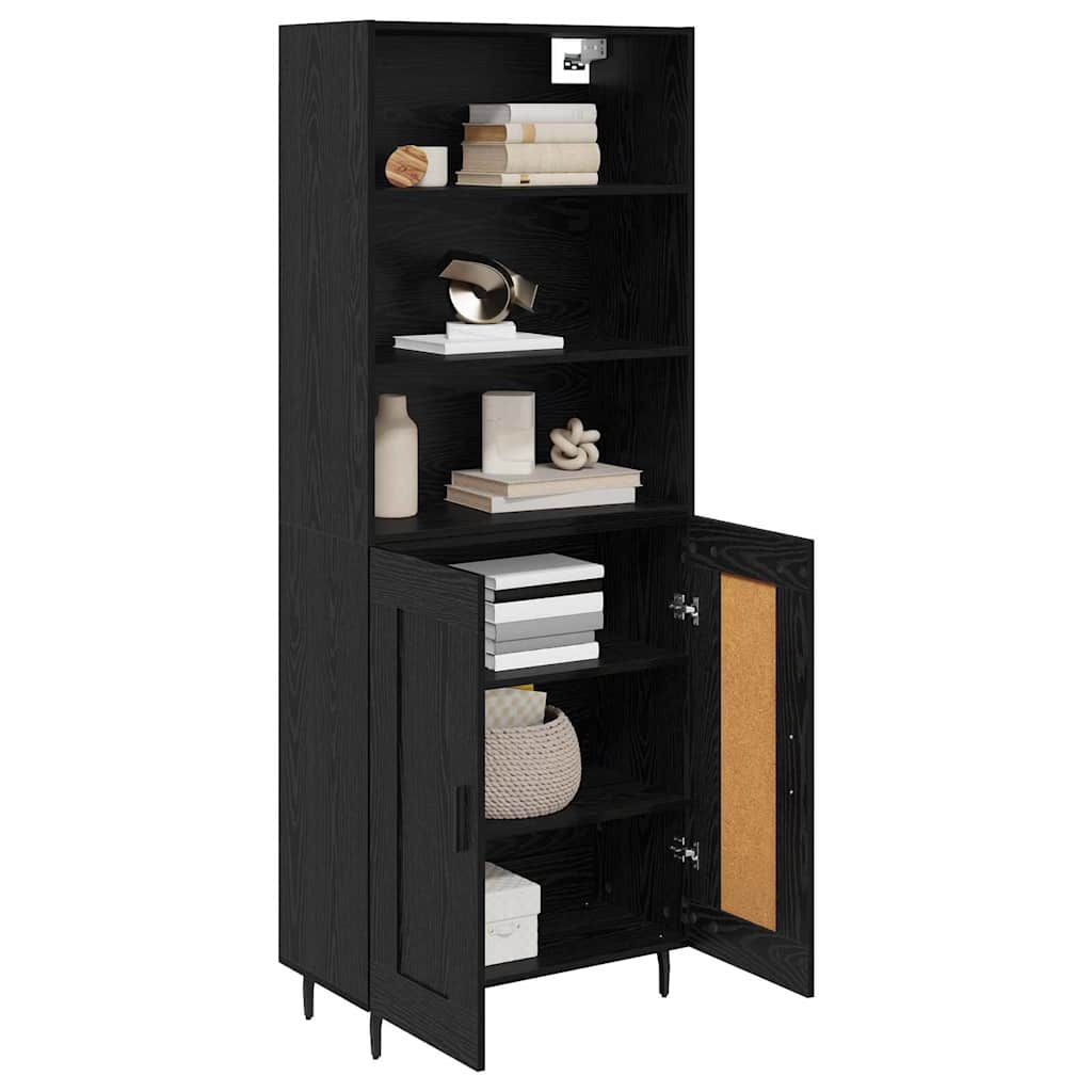 vidaXL Highboard Μαύρη Οξυά 69,5 x 34 x 180 εκ. Σύνθετο Ξύλο και Γυαλί