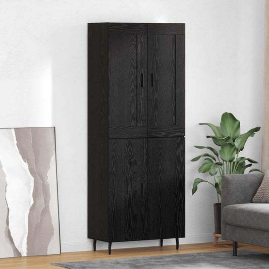 vidaXL Highboard 2 pcs Μαύρη Οξυά Σύνθετο Ξύλο και Γυαλί