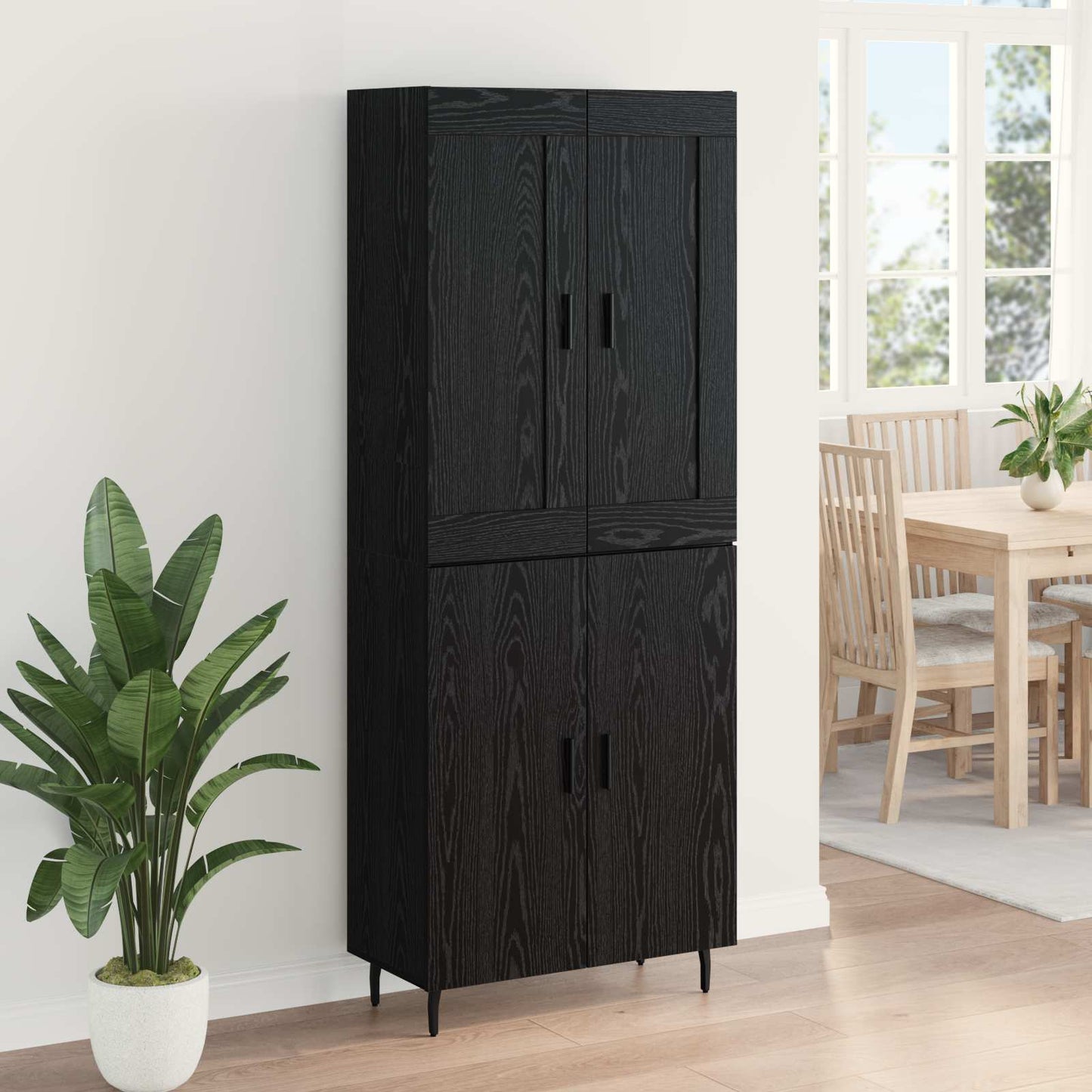 vidaXL Highboard 2 pcs Μαύρη Οξυά Σύνθετο Ξύλο και Γυαλί