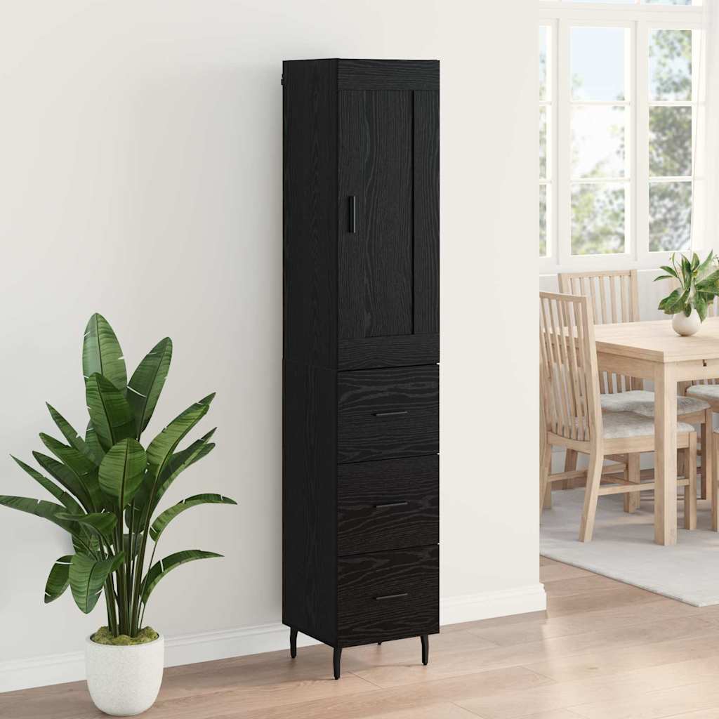 vidaXL Highboard Μαύρη Οξυά 34,5 x 34 x 180 εκ. Επεξεργασμένο ξύλο