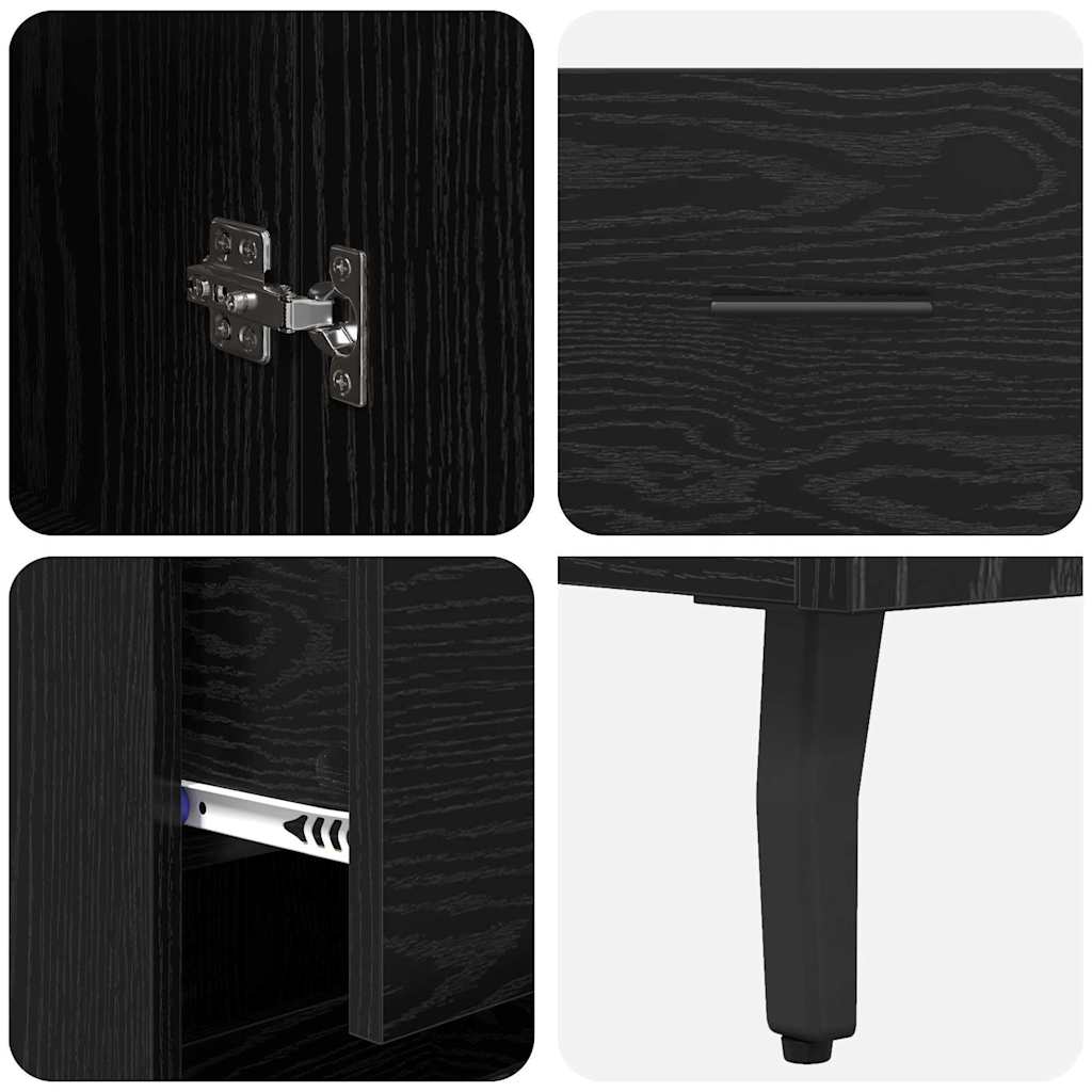 vidaXL Highboard Μαύρη Οξυά 34,5 x 34 x 180 εκ. Επεξεργασμένο ξύλο