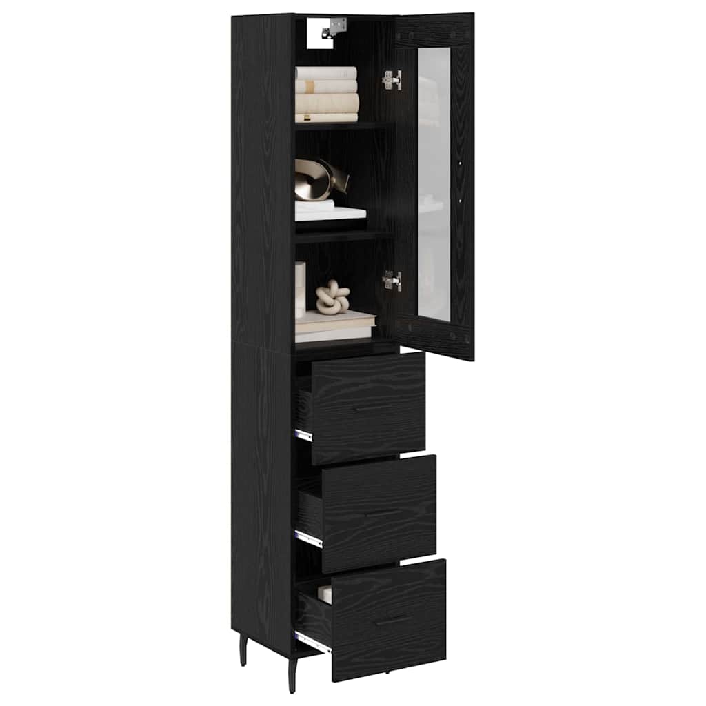 vidaXL Highboard Μαύρη Οξυά 34,5 x 34 x 180 εκ. Επεξεργασμένο ξύλο