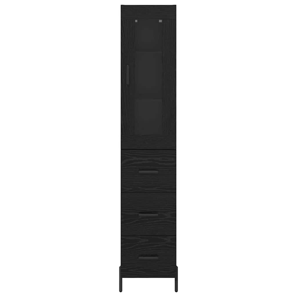 vidaXL Highboard Μαύρη Οξυά 34,5 x 34 x 180 εκ. Επεξεργασμένο ξύλο