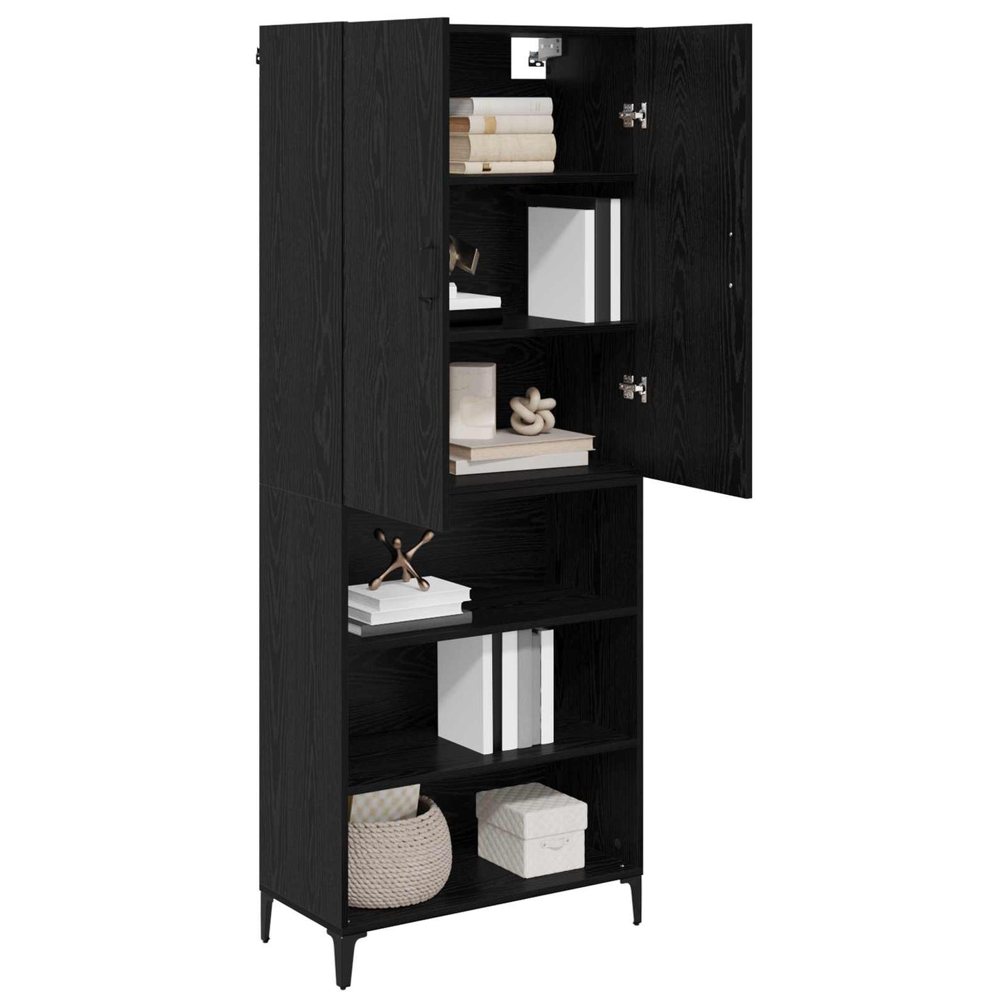 vidaXL Highboard Μαύρη Οξυά 69,5 x 34 x 180 εκ. Επεξεργασμένο ξύλο