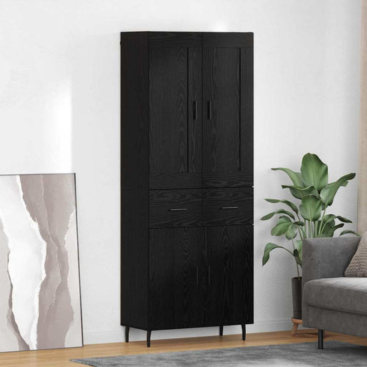 vidaXL Highboard με συρτάρι 2 pcs Μαύρη Οξυά Επεξεργασμένο ξύλο