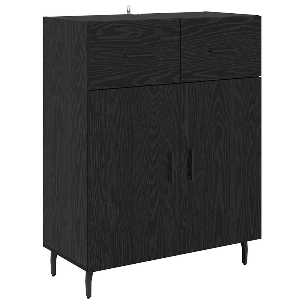 vidaXL Highboard με συρτάρι 2 pcs Μαύρη Οξυά Σύνθετο Ξύλο και Γυαλί