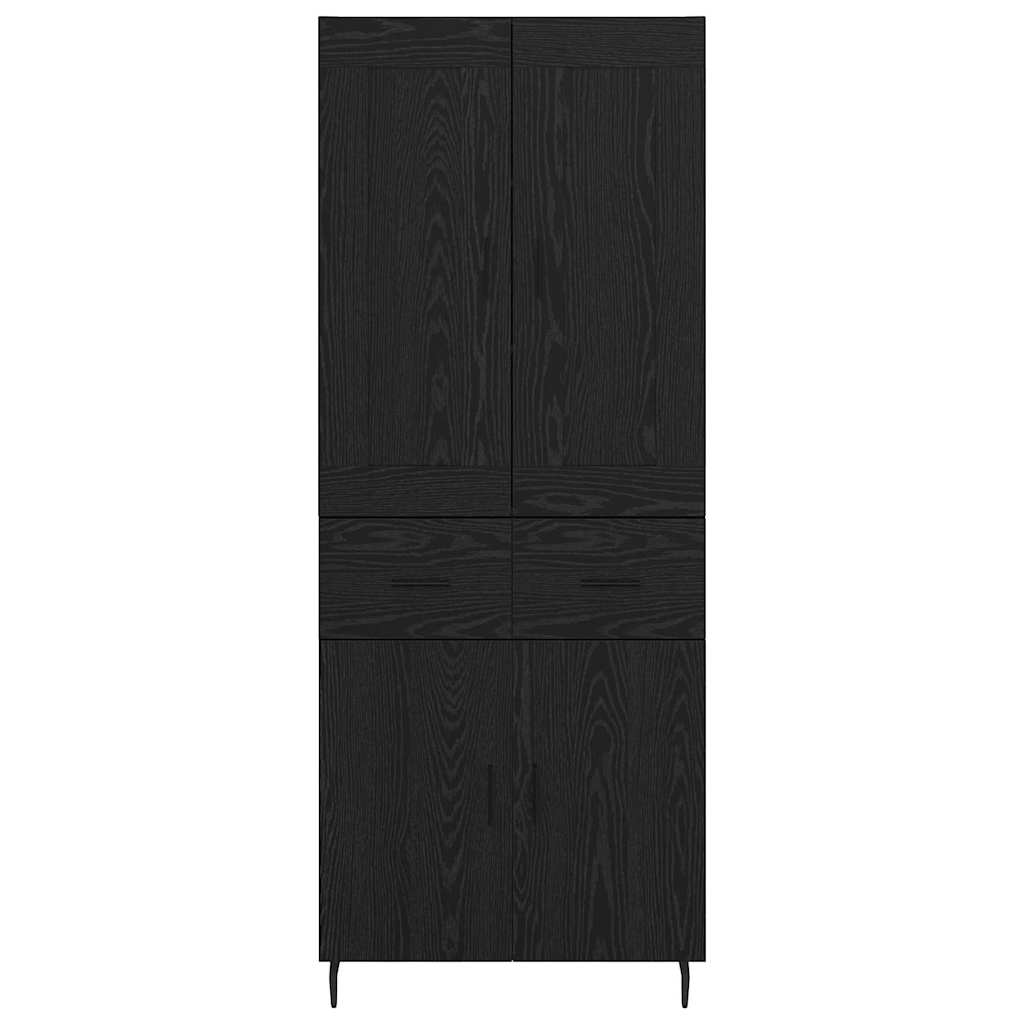 vidaXL Highboard με συρτάρι 2 pcs Μαύρη Οξυά Σύνθετο Ξύλο και Γυαλί