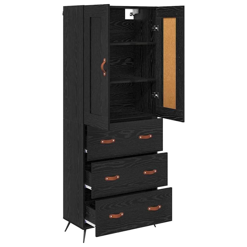 vidaXL Highboard Μαύρη Οξυά 69,5 x 34 x 180 εκ. Επεξεργασμένο ξύλο