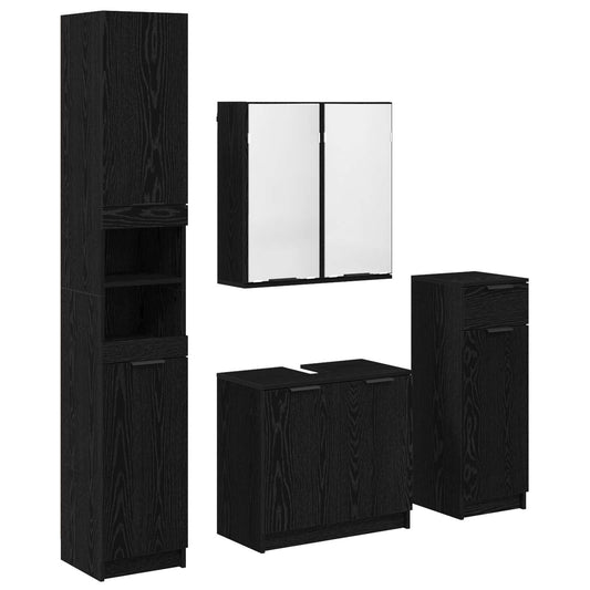 vidaXL Σετ Επίπλων Μπάνιου 4 τμχ. Μαύρη Οξυά 64,5 x 33,5 x 59 εκ.