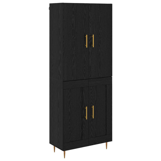 vidaXL Highboard Μαύρη Οξυά 69,5 x 34 x 180 εκ. Επεξεργασμένο Ξύλο