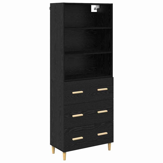 vidaXL Highboard Μαύρη Οξυά 69,5 x 34 x 180 εκ. Επεξεργασμένο ξύλο