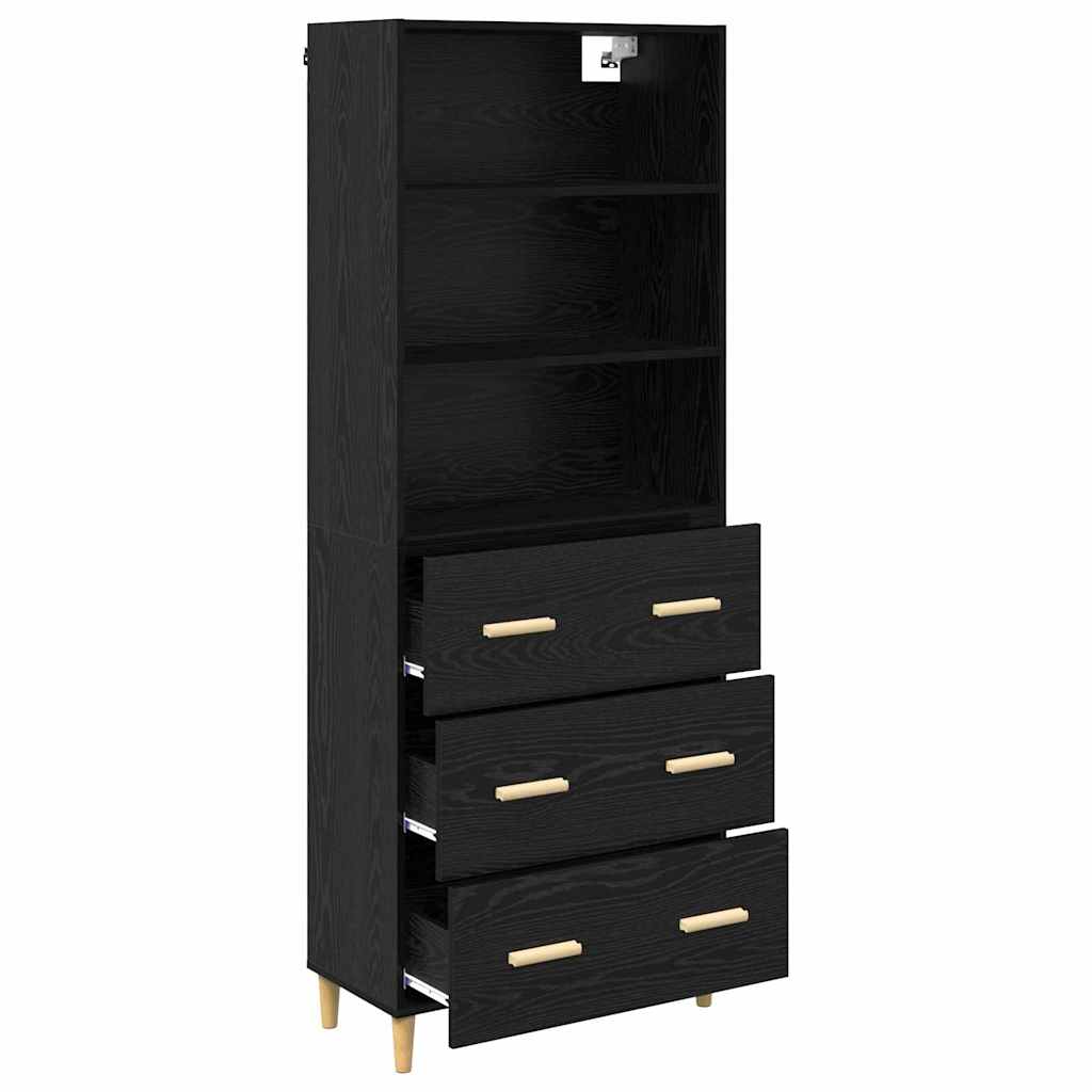 vidaXL Highboard Μαύρη Οξυά 69,5 x 34 x 180 εκ. Επεξεργασμένο ξύλο