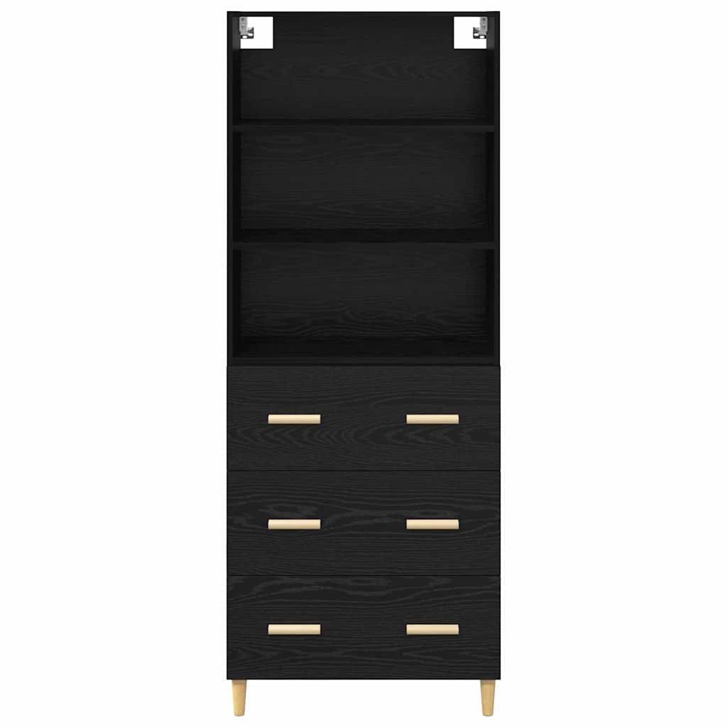vidaXL Highboard Μαύρη Οξυά 69,5 x 34 x 180 εκ. Επεξεργασμένο ξύλο