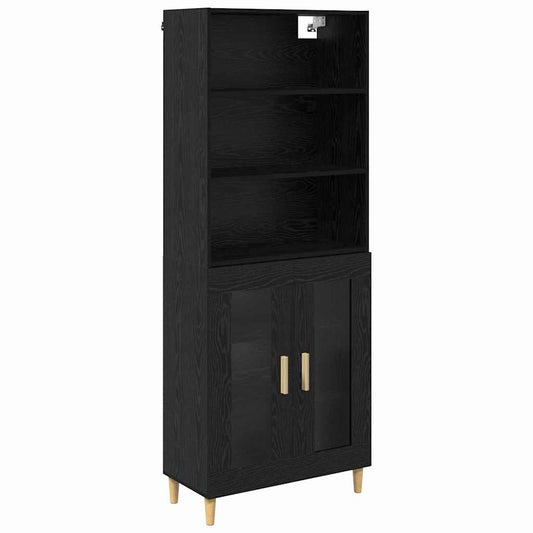 vidaXL Highboard Μαύρη Οξυά 69,5 x 34 x 180 εκ. Επεξεργασμένο ξύλο
