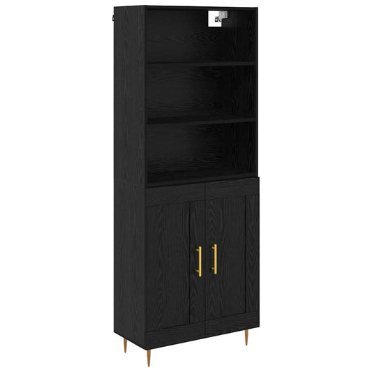 vidaXL Highboard Μαύρη Οξυά 69,5 x 34 x 180 εκ. Επεξεργασμένο ξύλο