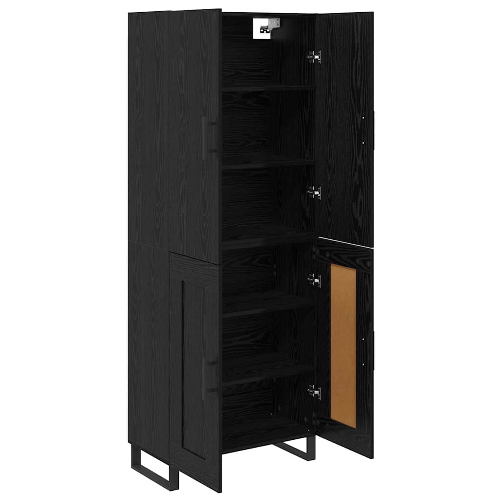 vidaXL Highboard 2 pcs Μαύρη Οξυά Σύνθετο Ξύλο και Γυαλί