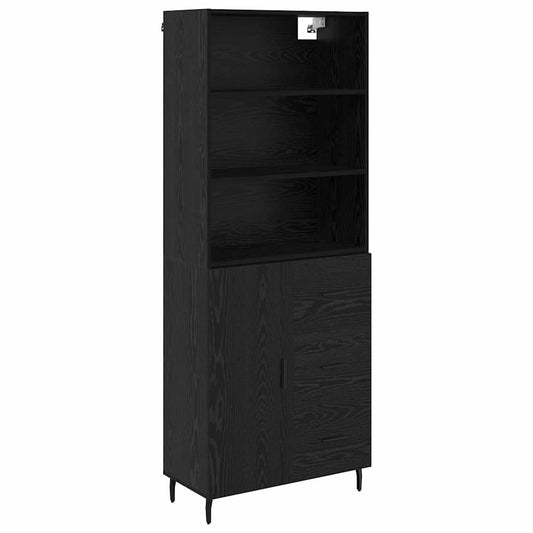 vidaXL Highboard Μαύρη Οξυά 69,5 x 34 x 180 εκ. Σύνθετο Ξύλο και Γυαλί