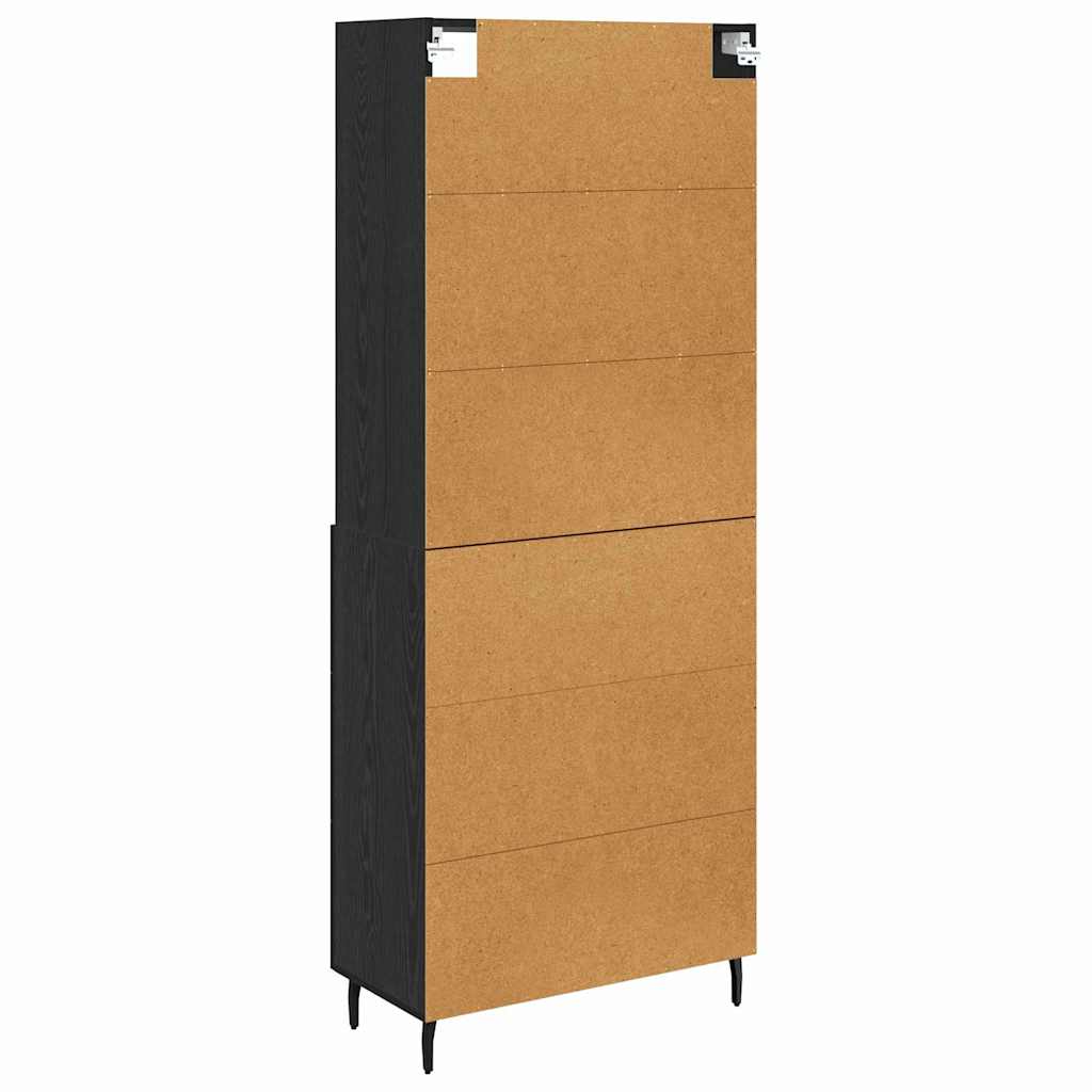vidaXL Highboard Μαύρη Οξυά 69,5 x 34 x 180 εκ. Σύνθετο Ξύλο και Γυαλί