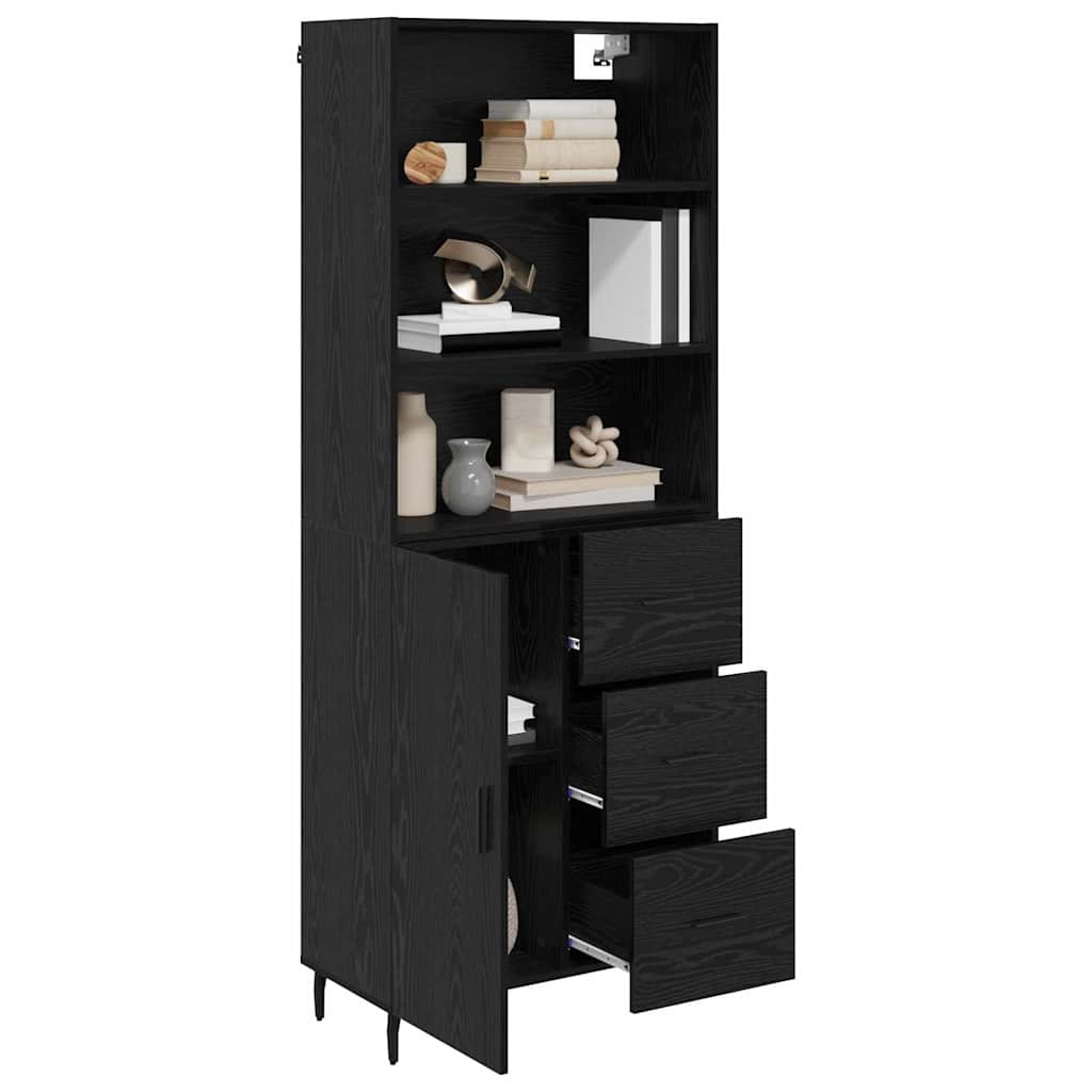 vidaXL Highboard Μαύρη Οξυά 69,5 x 34 x 180 εκ. Σύνθετο Ξύλο και Γυαλί