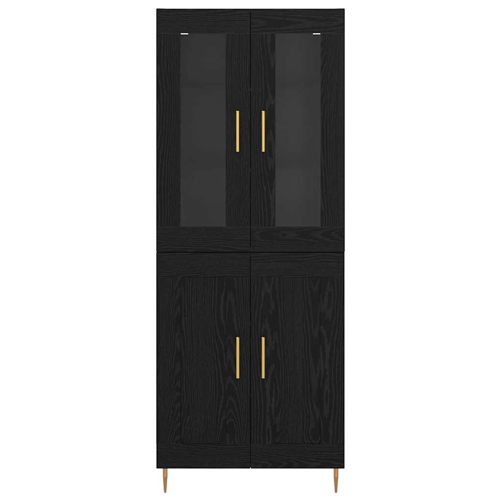 vidaXL Highboard 2 pcs Μαύρη Οξυά Επεξεργασμένο ξύλο