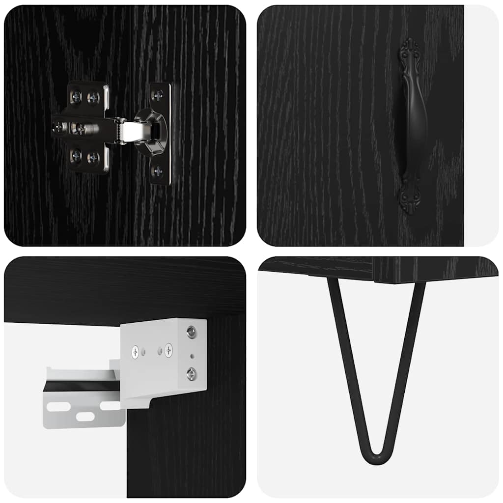 vidaXL Highboard με συρτάρι 2 pcs Μαύρη Οξυά Επεξεργασμένο ξύλο