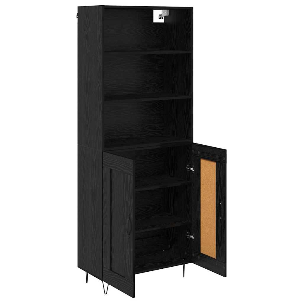 vidaXL Highboard με συρτάρι 2 pcs Μαύρη Οξυά Επεξεργασμένο ξύλο