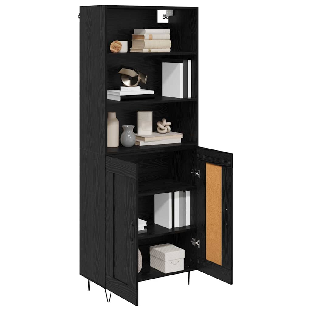 vidaXL Highboard με συρτάρι 2 pcs Μαύρη Οξυά Επεξεργασμένο ξύλο