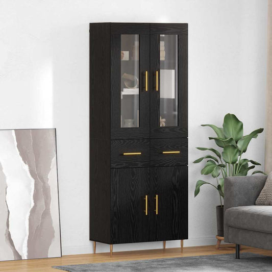 vidaXL Highboard 2 τμχ. Μαύρη Οξυά 69,5 x 34 x 180 εκ.