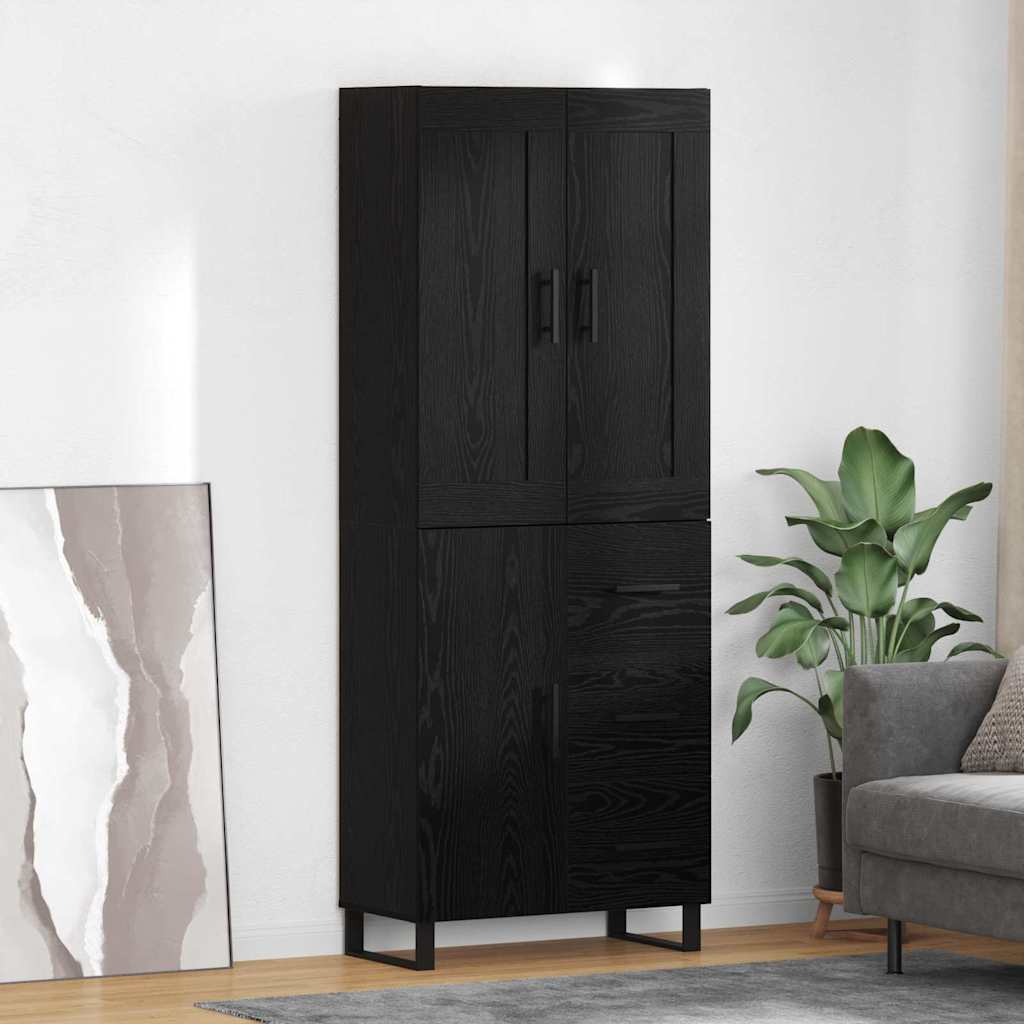 vidaXL Highboard Μαύρη Οξυά 69,5 x 34 x 180 εκ. Επεξεργασμένο ξύλο