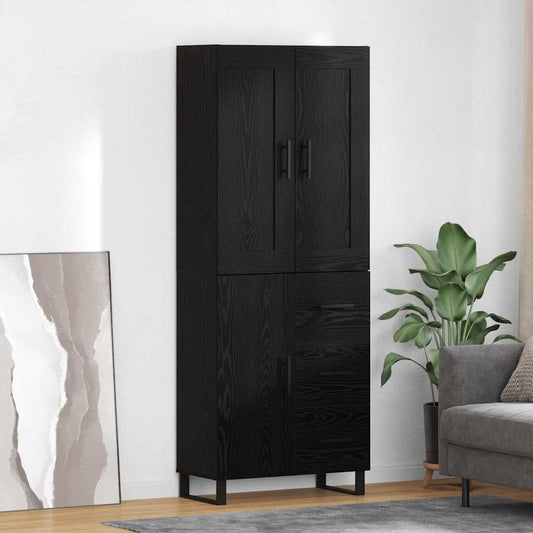 vidaXL Highboard Μαύρη Οξυά 69,5 x 34 x 180 εκ. Επεξεργασμένο ξύλο