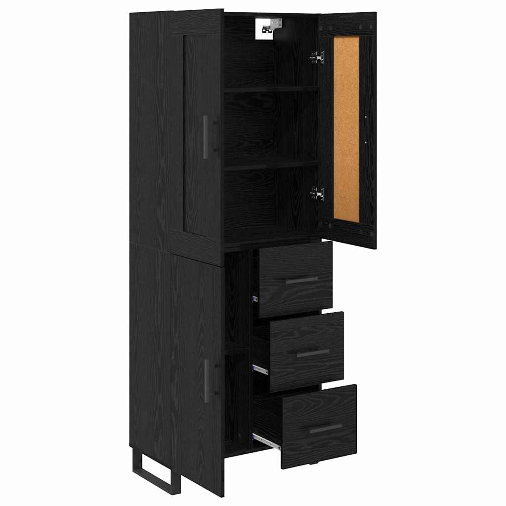vidaXL Highboard Μαύρη Οξυά 69,5 x 34 x 180 εκ. Επεξεργασμένο ξύλο
