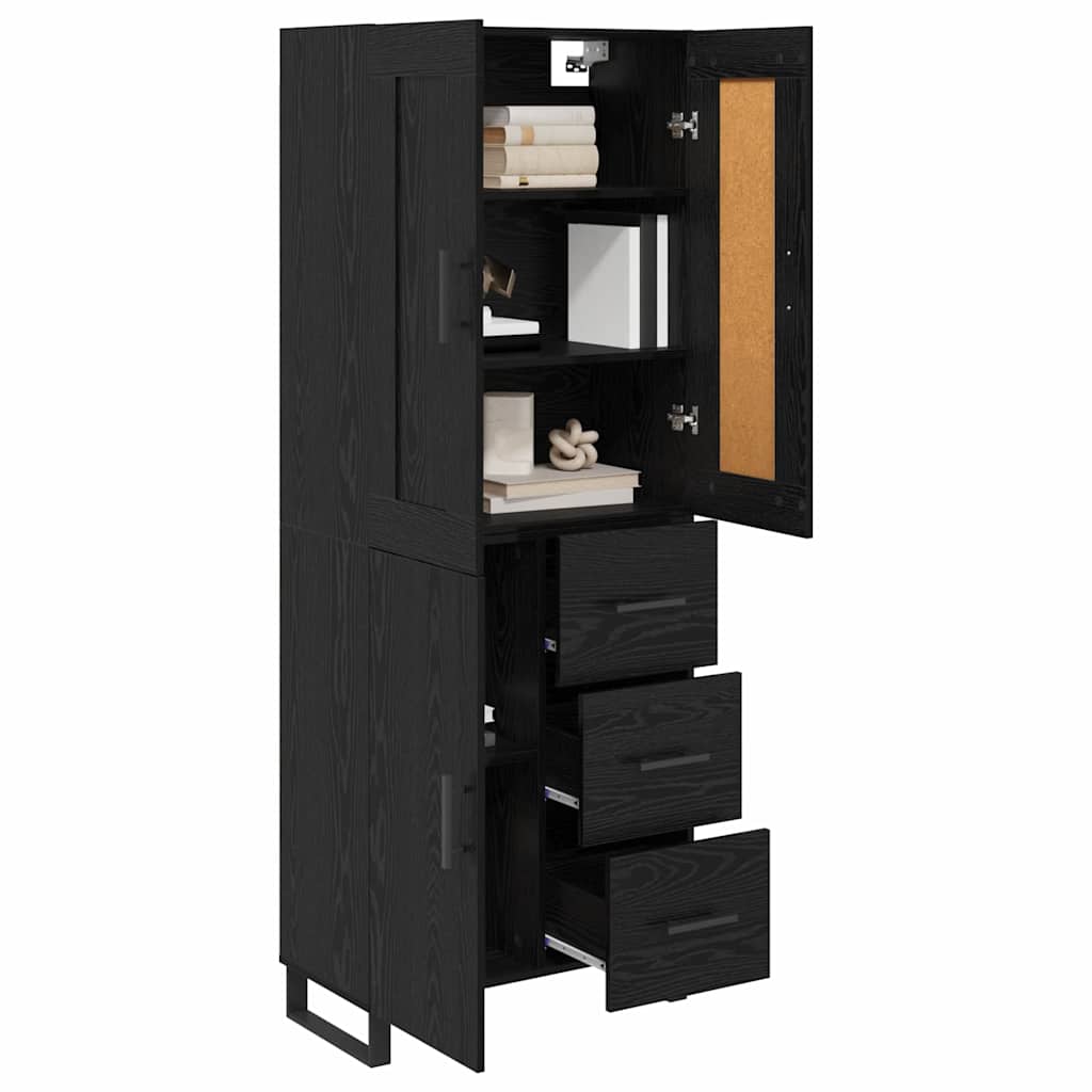 vidaXL Highboard Μαύρη Οξυά 69,5 x 34 x 180 εκ. Επεξεργασμένο ξύλο