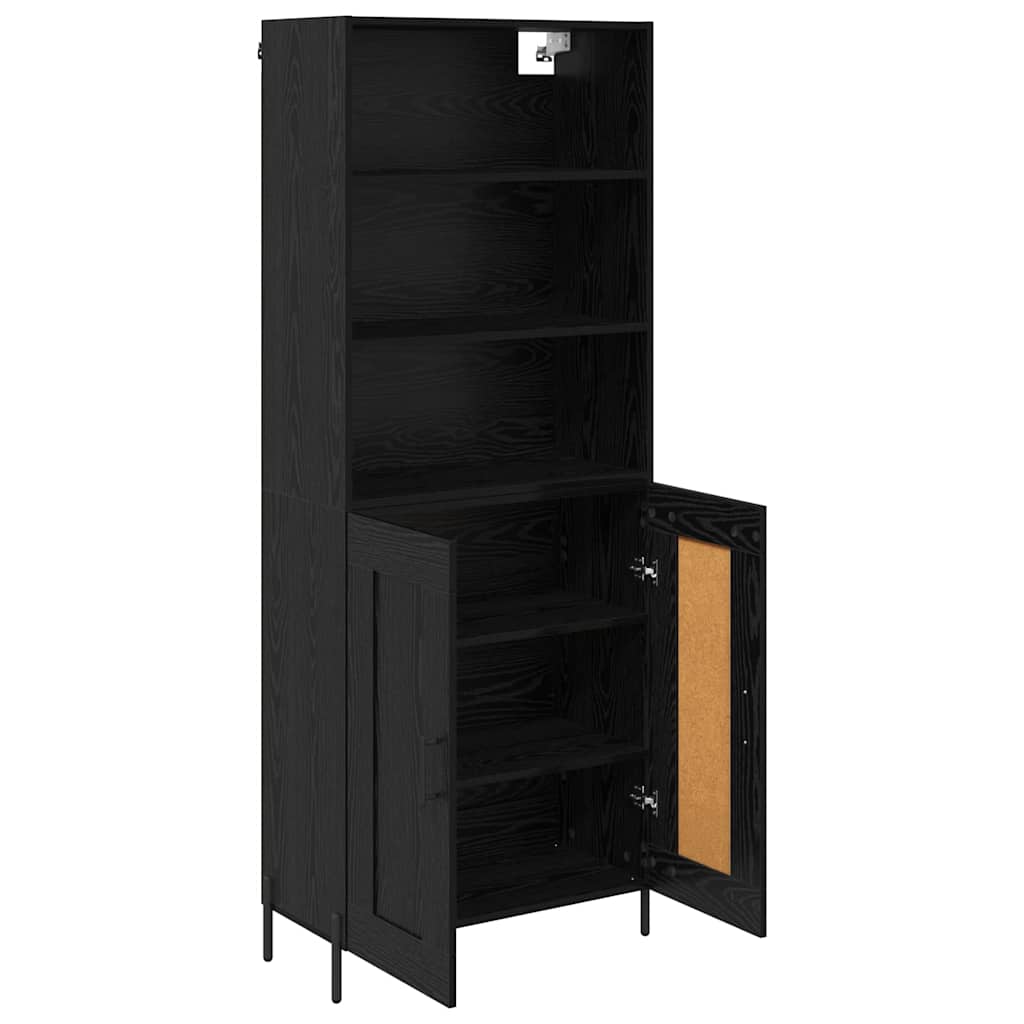 vidaXL Highboard Μαύρη δρυς 69,5 x 34 x 180 εκ. Επεξεργασμένο ξύλο