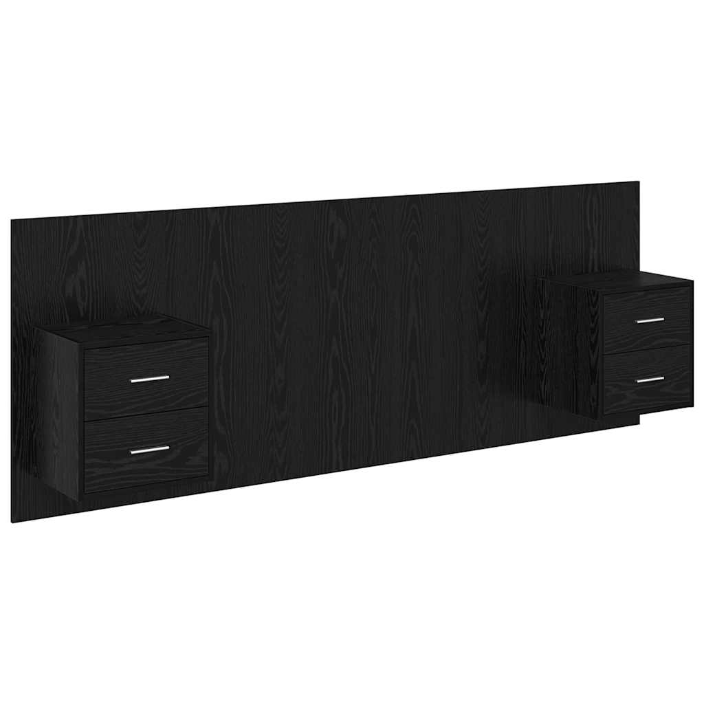 vidaXL Κεφαλή κρεβατιού με κομοδίνο με συρτάρι 3 pcs Μαύρη Οξυά