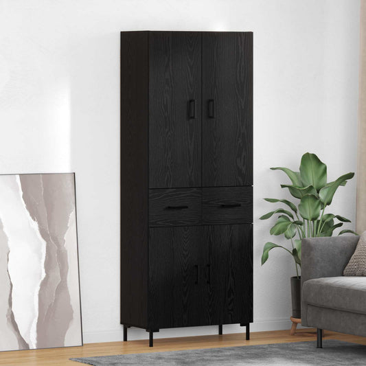 vidaXL Highboard Μαύρη Οξυά 69,5 x 34 x 180 εκ. Επεξεργασμένο ξύλο