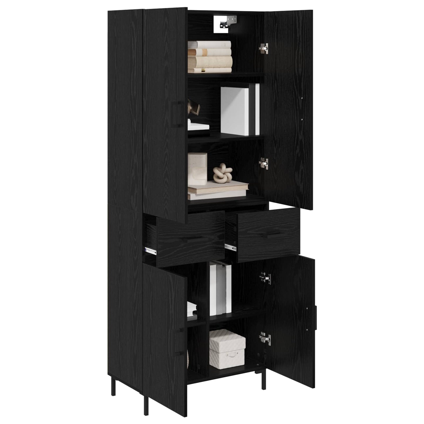 vidaXL Highboard Μαύρη Οξυά 69,5 x 34 x 180 εκ. Επεξεργασμένο ξύλο